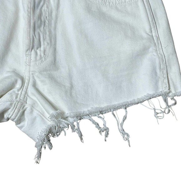 CJLA Carly Jean Los Angeles White Denim Shorts S Distressed Raw Hem Button Fly - Picture 2 of 8